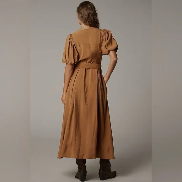 Anthropologie English Factory Short-Sleeve Tie-Waist Midi Dress Sz M NWT - Picture 2 of 5